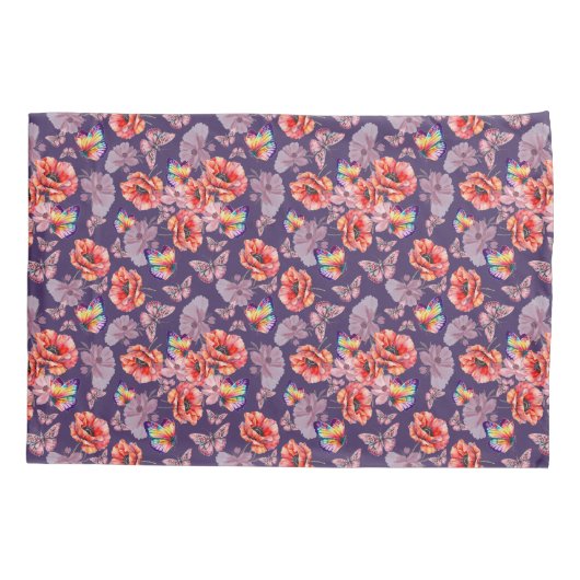 Vlinders en papaverbloemen kussensloop (Achterkant)