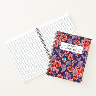 Vlinders en papaverbloemen notitieboek