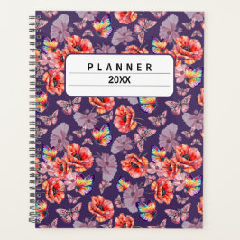 Vlinders en papaverbloemen planner