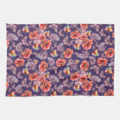 Vlinders en papaverbloemen theedoek (Horizontaal)