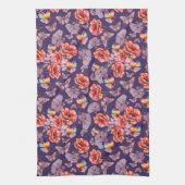 Vlinders en papaverbloemen theedoek (Verticaal)