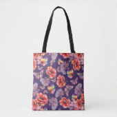 Vlinders en papaverbloemen tote bag (Voorkant)