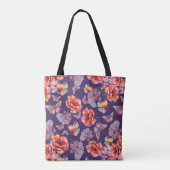 Vlinders en papaverbloemen tote bag (Achterkant)
