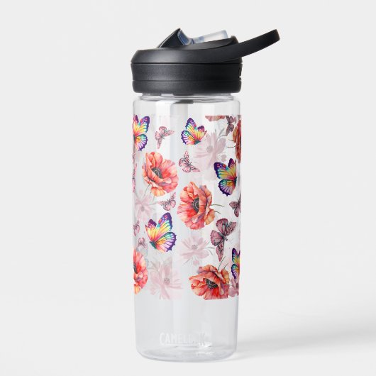 Vlinders en papaverbloemen waterfles (Links)