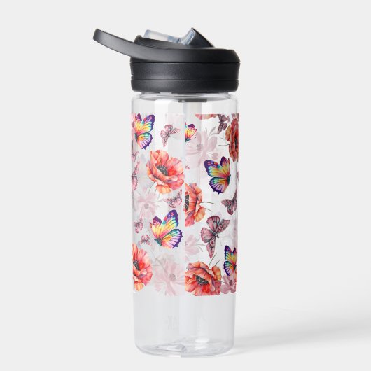 Vlinders en papaverbloemen waterfles (Rechts)