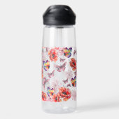 Vlinders en papaverbloemen waterfles (Achterkant)