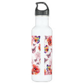 Vlinders en papaverbloemen waterfles  (Achterkant)