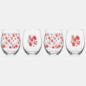 Vlinders en papaverbloemen wijnglas zonder voet (Achterkant)