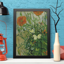 Vlinders en Papavers door Vincent van Gogh Poster