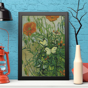 Vlinders en Papavers door Vincent van Gogh Poster