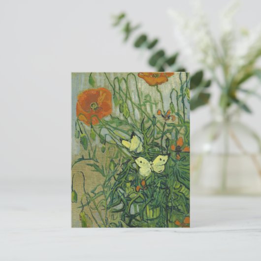 Vlinders en papavers | Vincent van Gogh Briefkaart (Staand voorkant)