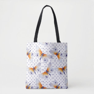 Vlinders en polka dot tote bag