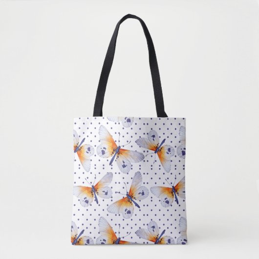 Vlinders en polka dot tote bag (Voorkant)
