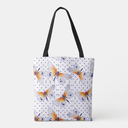Vlinders en polka dot tote bag (Achterkant)