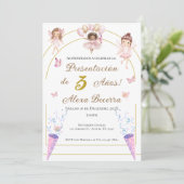 Vlinders en prinsessen 1e verjaardag in het Spaans Kaart (Staand voorkant)