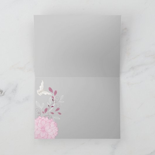 Vlinders en roze chrysanten Dank u Bedankkaart (Binnen)