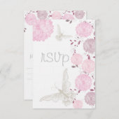 Vlinders en roze chrysanten RSVP (Voorkant / Achterkant)