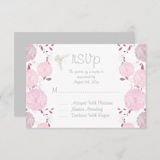 Vlinders en roze chrysanten RSVP (Voorkant / Achterkant)