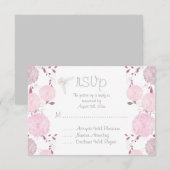 Vlinders en roze chrysanten RSVP Kaartje (Voorkant / Achterkant)