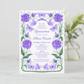 Vlinders en Rozen Lila Princess Quinceanera Kaart (Staand voorkant)