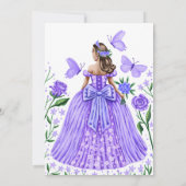 Vlinders en Rozen Lila Princess Quinceanera Kaart (Achterkant)