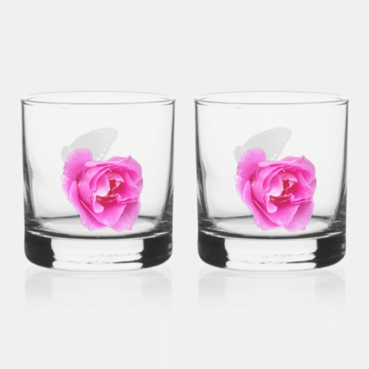 Vlinders en Rozen Whisky Glas (Achterkant)