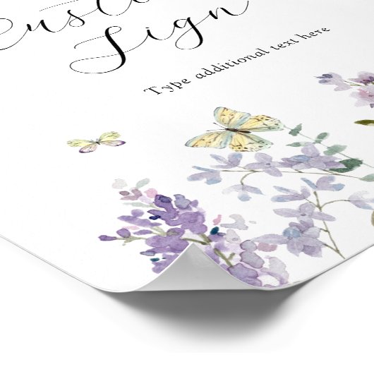 Vlinders en Sering Custom Tekst Bord Poster (Hoek)