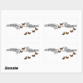 Vlinders en skeletten rechthoekige sticker (Vel)