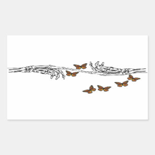 Vlinders en skeletten rechthoekige sticker