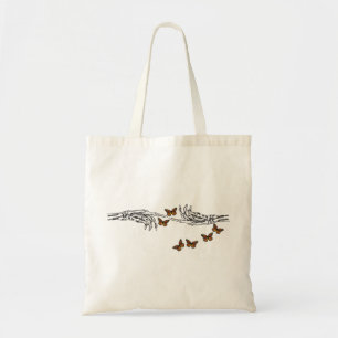 Vlinders en skeletten tote bag
