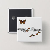 Vlinders en skeletten vierkante button 5,1 cm (Voorkant /achterkant)