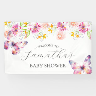 Vlinders en slaapliedjes Baby shower Teken Spandoek