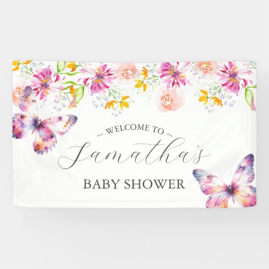 Vlinders en slaapliedjes Baby shower Teken Spandoek (Horizontaal)