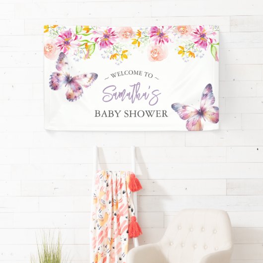 Vlinders en slaapliedjes Baby shower Teken Spandoek (Insitu)