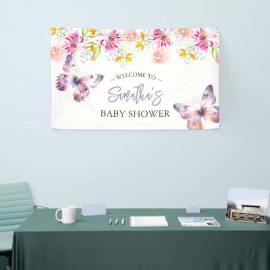 Vlinders en slaapliedjes Baby shower Teken Spandoek (Beurs)