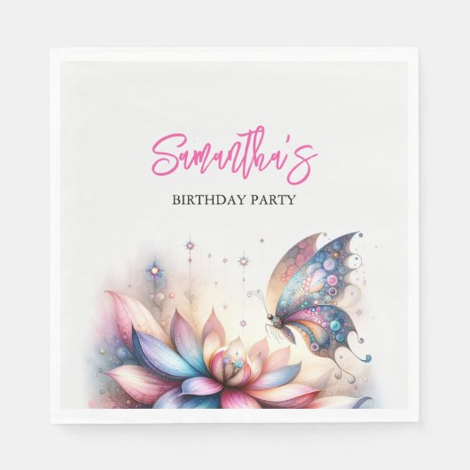 Vlinders en slaapliedjes Baby shower Waterverf Servet (Voorkant)