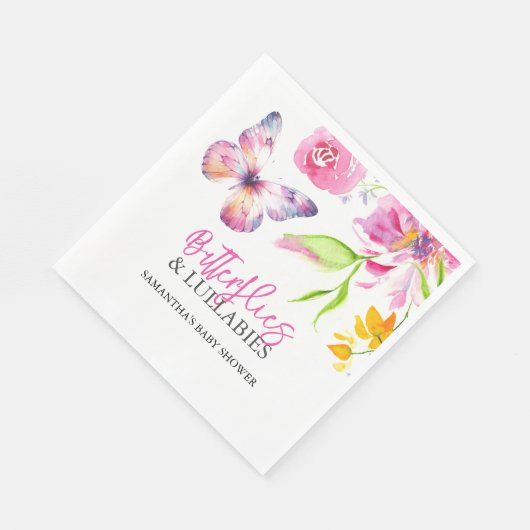 Vlinders en slaapliedjes Baby shower Waterverf Servet (Hoek)