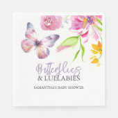Vlinders en slaapliedjes Baby shower Waterverf Servet (Voorkant)