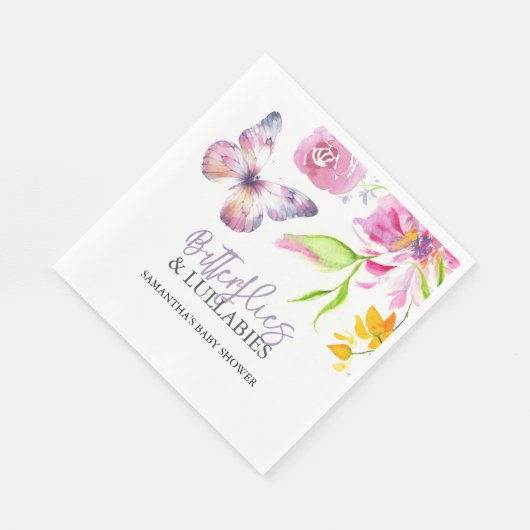 Vlinders en slaapliedjes Baby shower Waterverf Servet (Hoek)