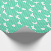 Vlinders en strepen - aqua cadeaupapier (Hoek)