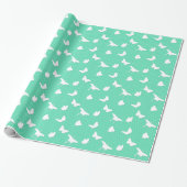 Vlinders en strepen - aqua cadeaupapier (Uitgerold)