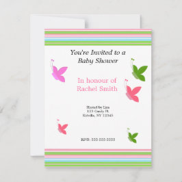 Vlinders en Strepen Baby Shower Uitnodiging