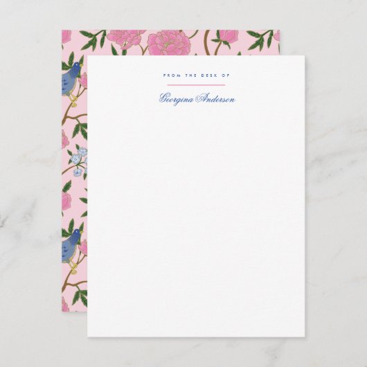 Vlinders en vogels Bloemen Persoonlijk briefpapier Notitiekaartje (Voorkant / Achterkant)