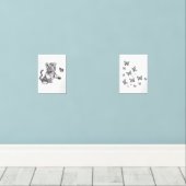Vlinders en welpen muurkunst sets (Houten vloer)