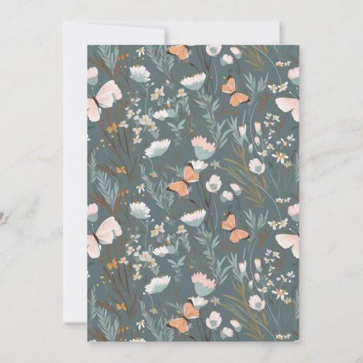 Vlinders en Wildbloemen Ontwerp voor Gelofte Verni Kaart (Achterkant)