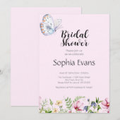 Vlinders en Wildbloemen Roze Vrijgezellenfeest Kaart (Voorkant / Achterkant)