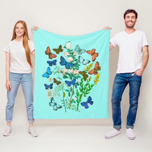 Vlinders en wilde bloemen Botanisch Fleece Deken (In situ)