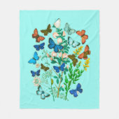 Vlinders en wilde bloemen Botanisch Fleece Deken (Voorkant)