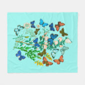 Vlinders en wilde bloemen Botanisch Fleece Deken (Voorkant (Horizontaal))