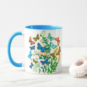Vlinders en wilde bloemen Botanisch Mok